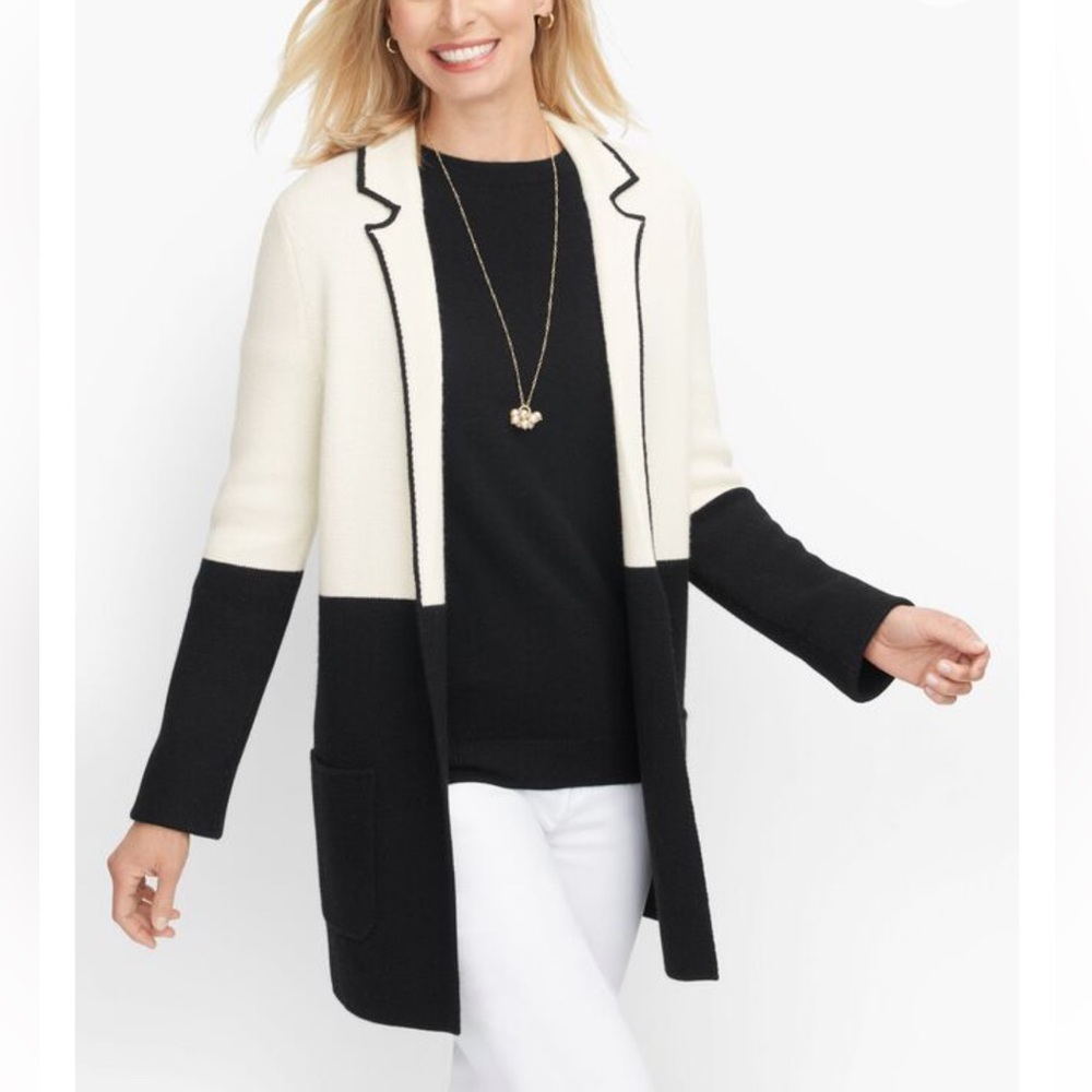 TALBOTS MILANO STITCH SWEATER JACKET - COLORBLOCK